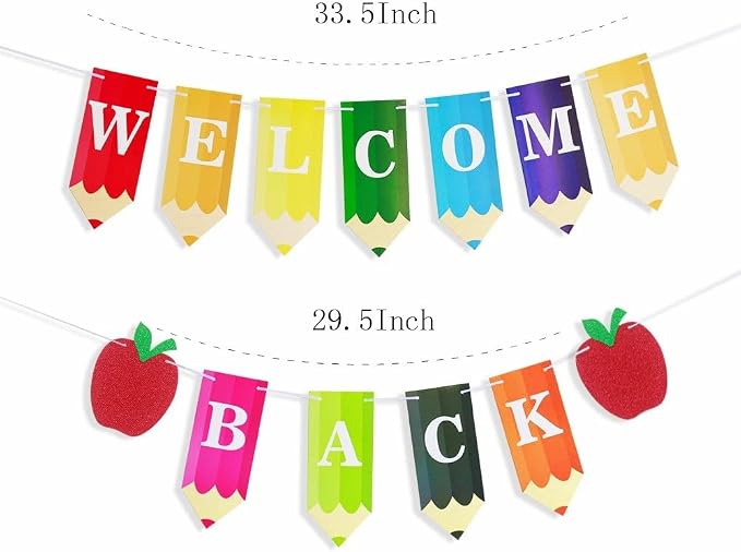 Welcome Back Banner Colorful Pencil Back to School Decorations First Day of - Image 2