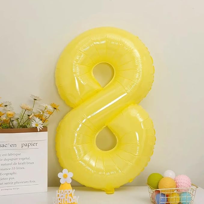 40 inch Yellow Number Balloon Giant Foil Helium Balloons Number 8 Balloon - Image 3