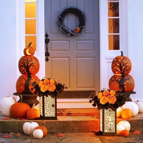Halloween Party Decoration 4 Pcs Halloween Table Centerpieces Boxes Spider Web Paper Lantern Boxes Halloween Goodie Bag Candy Boxes for Table Decoration Halloween Birthday Party Supplies 5x5x9.5in - Image 5