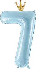 Number 7 Foil Balloon with Crown, 40-Inch Light Blue | Light blue number 7 foil by GifloonOfficial