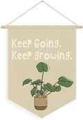 Plant Classroom Decor, Keep Going Keep Growing Motivational Linen Canvas Banner by Unknown