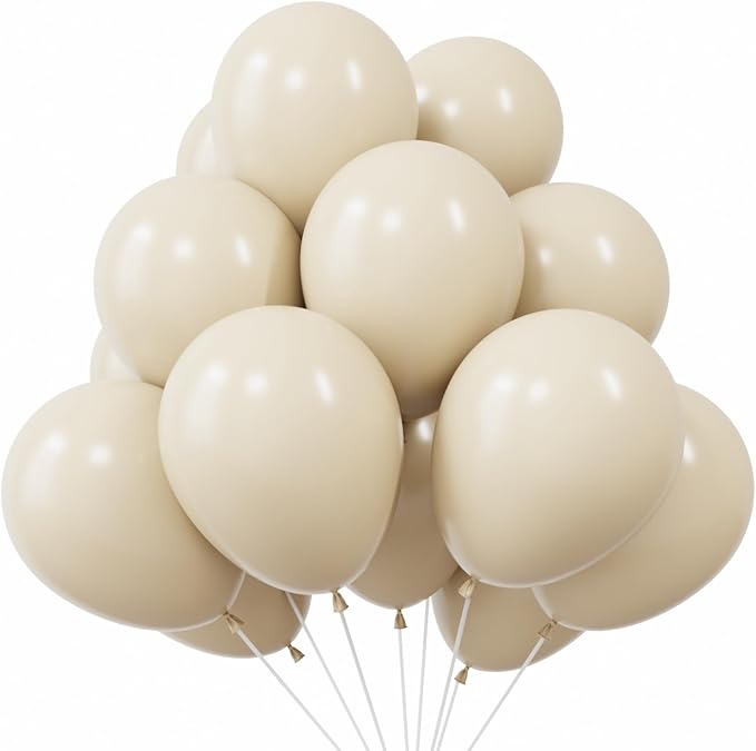 KBZVNAF White Sand Latex Party Balloons 50 Pack 12 inch | Cream Helium Matte by KBZVNAF