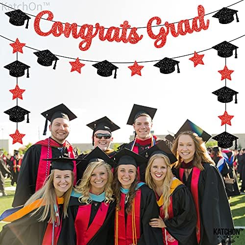 KatchOn Graduation Decorations 2026 | Glitter Congrats Grad Banner Red and Black - Image 4