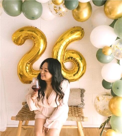 40 Inch Gold Mylar Foil Number 26 62 Birthday Balloon, 26 Boy Girl Party - Image 5