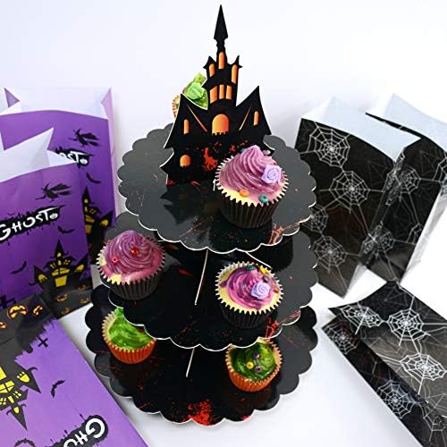 3 Tier Halloween Cupcake Stand Cardboard Gothic Tower Decorations - Image 5