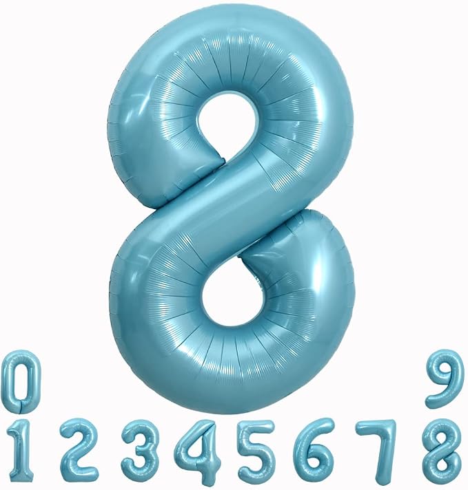 TONIFUL 40 Inch Light Blue Large Numbers Balloons by TONIFUL