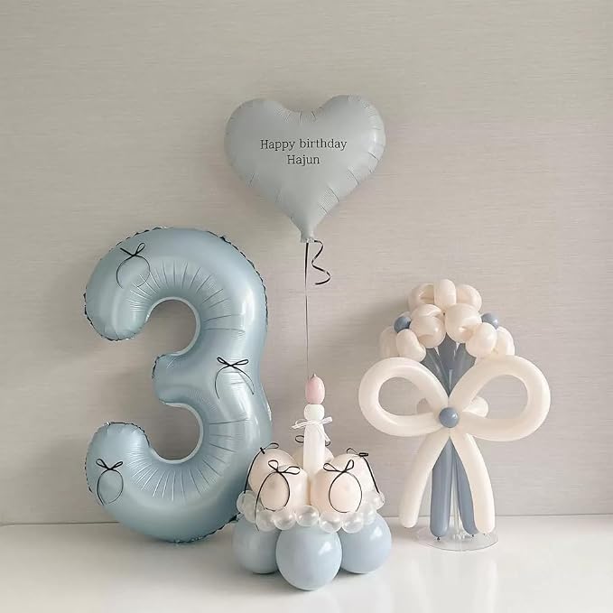 40 Inch Matte Blue 2 Number Balloons Light Blue Number 2 Foil Balloon Mylar - Image 3