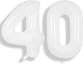 SUWEN 40 Inch White Large 40 Balloon Number Big Foil Helium Numbers 0-9 | Giant by SUWEN