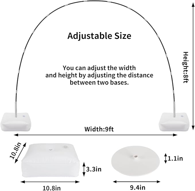 RUBFAC Balloon Arch Kit, 8ft Tall & 9ft Wide Adjustable Balloon Arch Frame Stand - Image 3