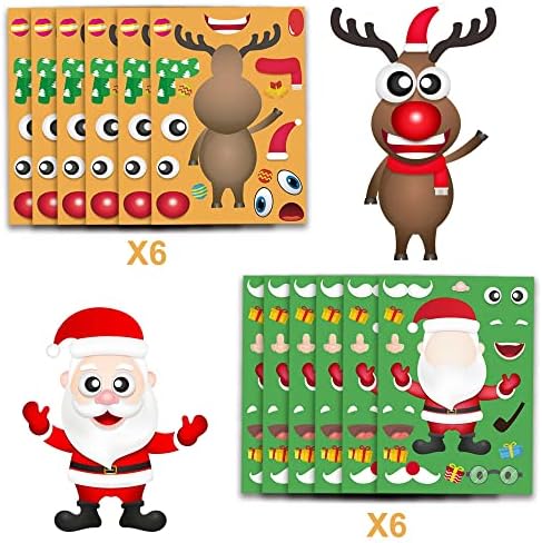 Christmas Stickers for Kids, 24 Sheets Make Your Own Santa Snowman Face Sticker Christmas Crafts for Kids Xmas Activities Games Xmas Party Favors Supplies Gifts Stocking Stuffers - Image 3