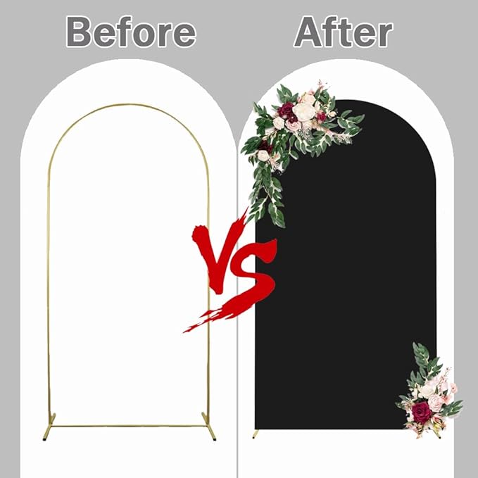 Black Arch Cover 4x7.2ft Arch-Backdrop-Cover Spandex Arched Covers Stretchy Backdrop Chiara Arches Frame Fabric for Birthday Party Baby Shower Gender Reveal Wedding Arch Back Drop Arbor Decor