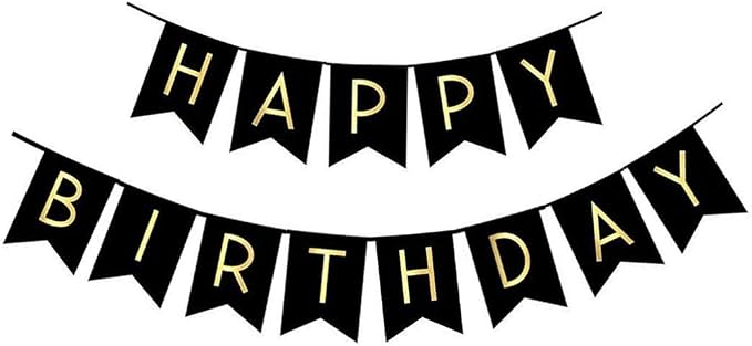 Fecedy Black Happy Birthday Bunting Banner by FECEDY