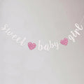 BEISHIDA Pre-Strung Glitter White Pink Girl Baby Banner Baby Shower Decor | NO by Beishida