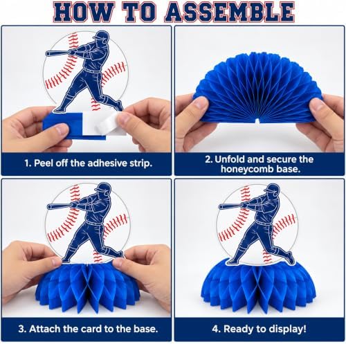 Baseball Birthday Decorations - 9PCS Baseball Honeycomb Table Centerpieces - Image 4