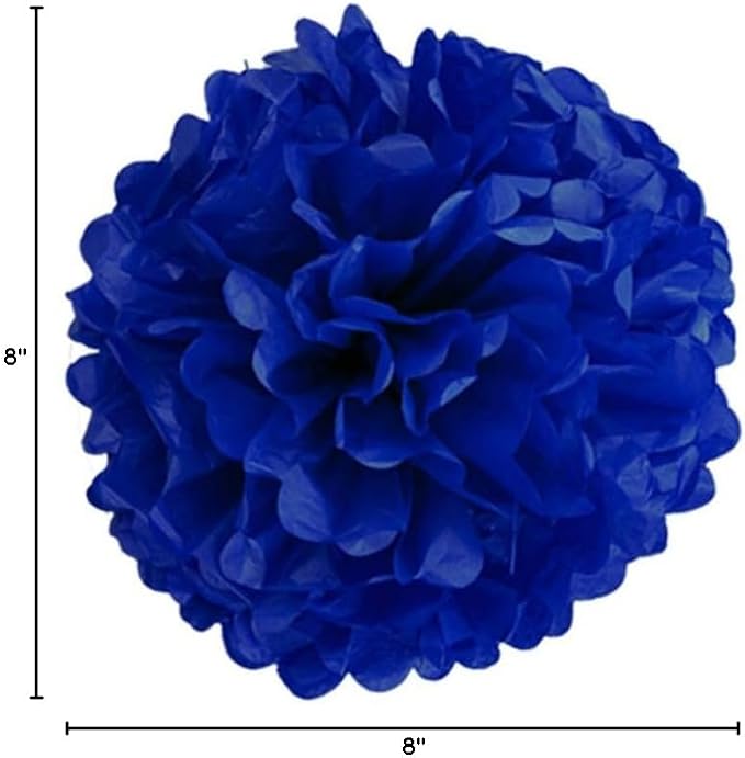 BRZIKWT 12 Pcs Navy Blue Yellow Tissue Paper Pom Poms - Image 6