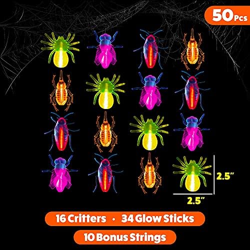 Glow Critters Halloween Toys - Glow Sticks Party Favors - Glow in The Dark Party Supplies - 50 Count - Image 2