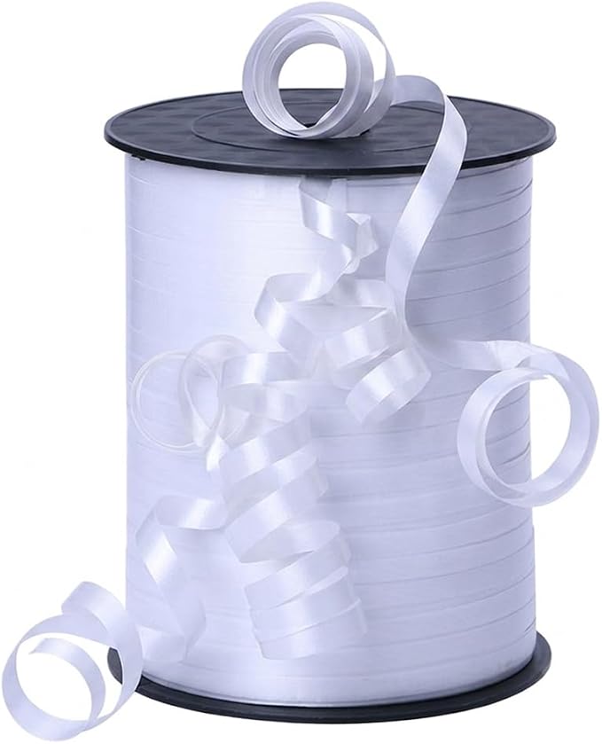 500 Yards White Curling Ribbon 1/5 Inch — Balloon String Ribbon by Unknown