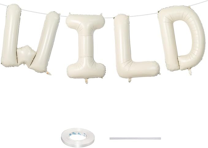 Beige WILD Balloons for Wild One Party Decorations, 40 Inch Cream White Sand by Lingqiang