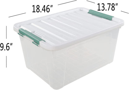 6-Pack Clear Plastic Storage Boxes, 35 L Plastic Storage Bins with Lids