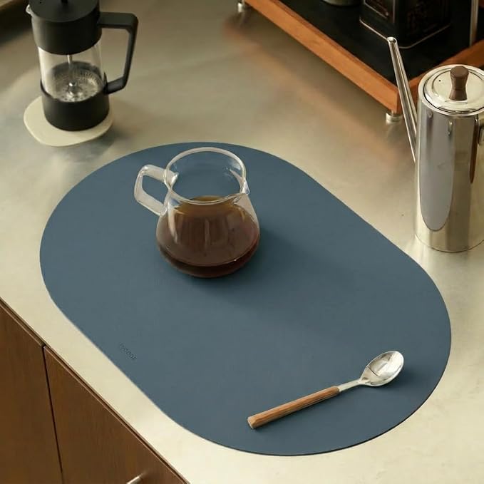 Steel Blue Oval Silicone Placemats Set of 4 – Heat Resistant, Waterproof - Image 2