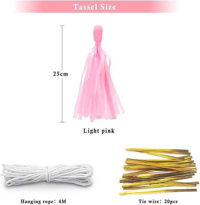 Pink Tissue Paper Tassel DIY Hanging Paper Decorations Party Garland - Image 2