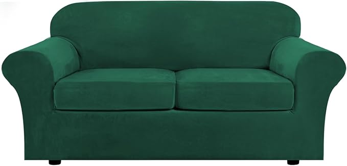 H.VERSAILTEX Real Velvet Plush 3 Piece Stretch Sofa Covers Couch Covers by HVERSAILTEX