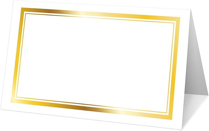 25 Premium Place Cards for Table Seating, Wedding Name Place Card with Gold Foil Border, Tent Cards for Birthday Bridal Shower Baby Shower Reception Dinner Party Decorations -A29