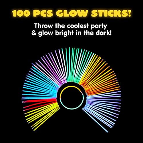 JOYIN 600 Pcs 8" Glow Sticks Bulk Party Favors Pack, Neon Glow in the Dark Party Supplies, Light Up Necklaces and Bracelets with Connectors for Halloween, Easter, Football, Birthday Decorations - Image 6