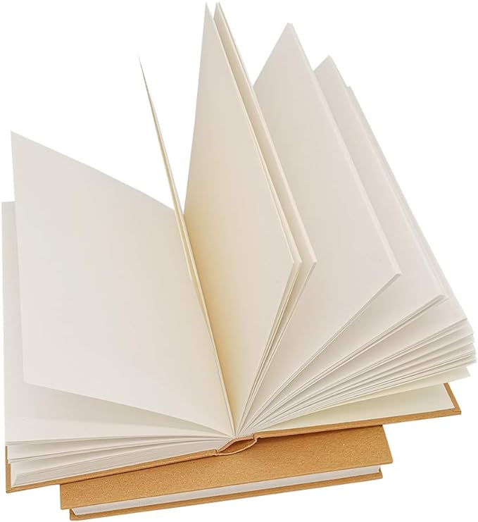 5.5x8.25 Sketch Book, Pack of 5, Each with 120 Sheets (100gsm), Hardcover Bound Sketch Notebook, Acid Free Blank Drawing Paper, Ideal for Kids & Adults, Kraft Cover