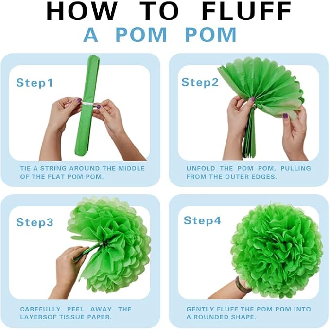 18pcs Decorative Tissue Paper Pom Poms of 14in - Image 3
