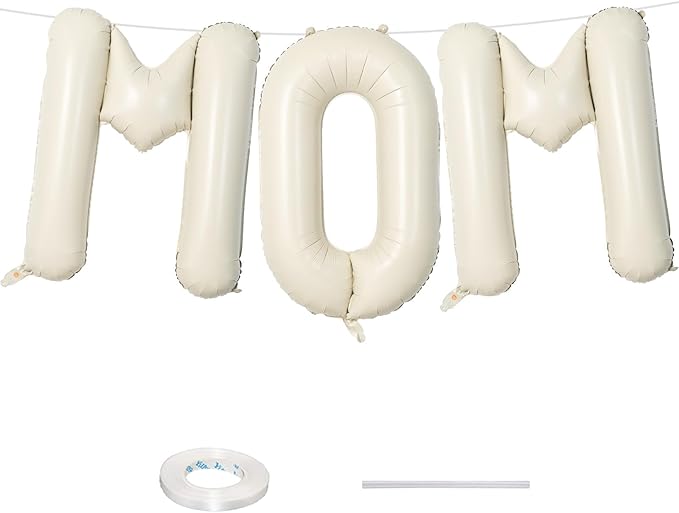 40 Inch Beige Mom Balloons for Mothers Day Decorations, Large Cream Mother's by Lingqiang