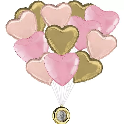 Round White Gold Photo Frame Plastic Balloon Weight - Image 3