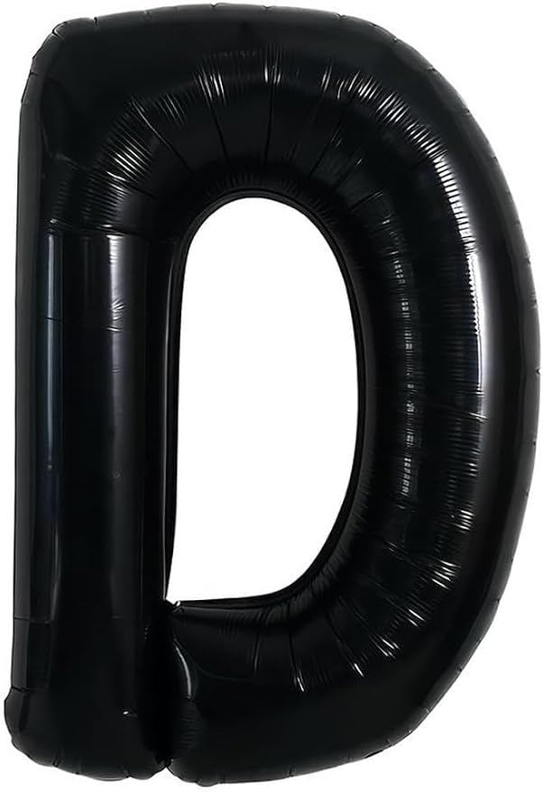 40 Inch Black Letter D Foil Balloon | Large Jumbo Mylar, Helium Alphabet Balloon by Unknown