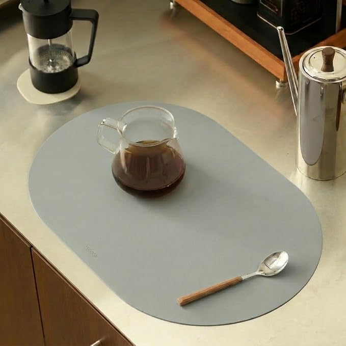 Mint Green Oval Silicone Placemats Set of 6 – Heat Resistant, Waterproof - Image 2