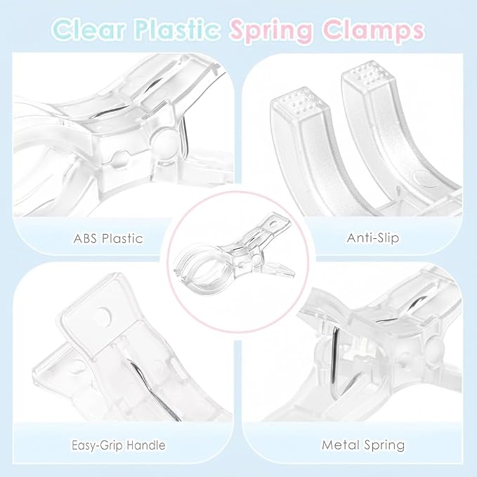 12 Pack Large Balloon Arch Clips, Transparent Spring Clamps - Image 3