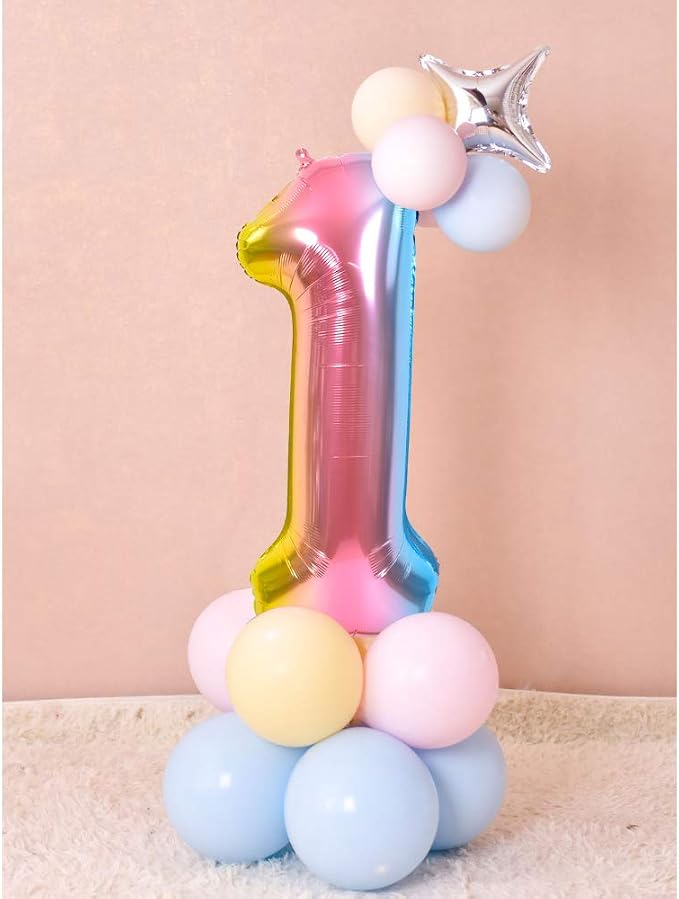 TONIFUL 40 Inch Rainbow Large Numbers Balloons 0-9, Number 8 Digital 8 Helium - Image 4