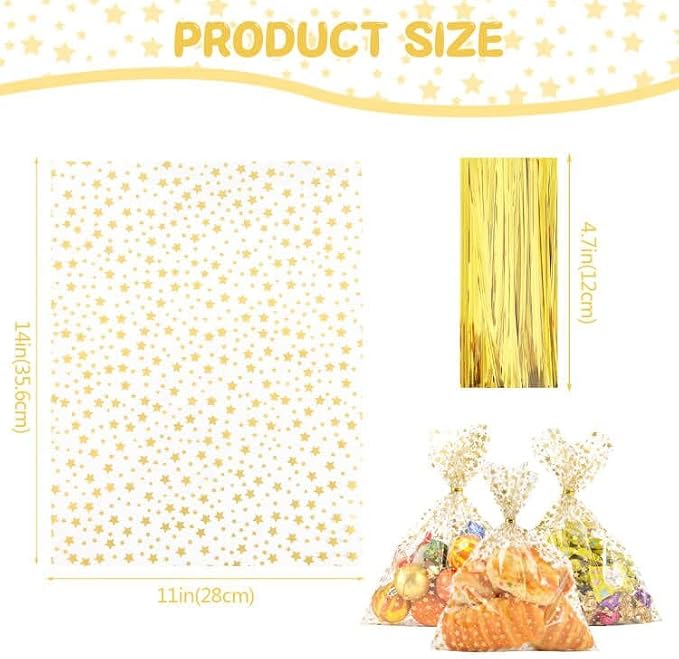 COQOFA 11" X 14" Cello Cellophane Treat, Party Favor, Cookie and Goodie Plastic - Image 2