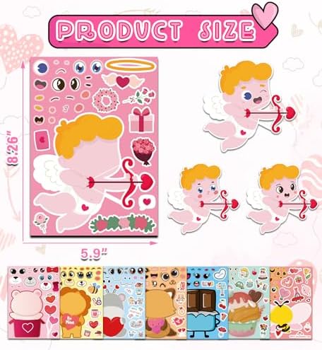 Valentines Stickers for Kids - Valentines Day Gifts for Kids School Classroom - DIY Valentine's Crafts Treats Party Favors Valentine Day Decorations(24 Sheets) - Image 2