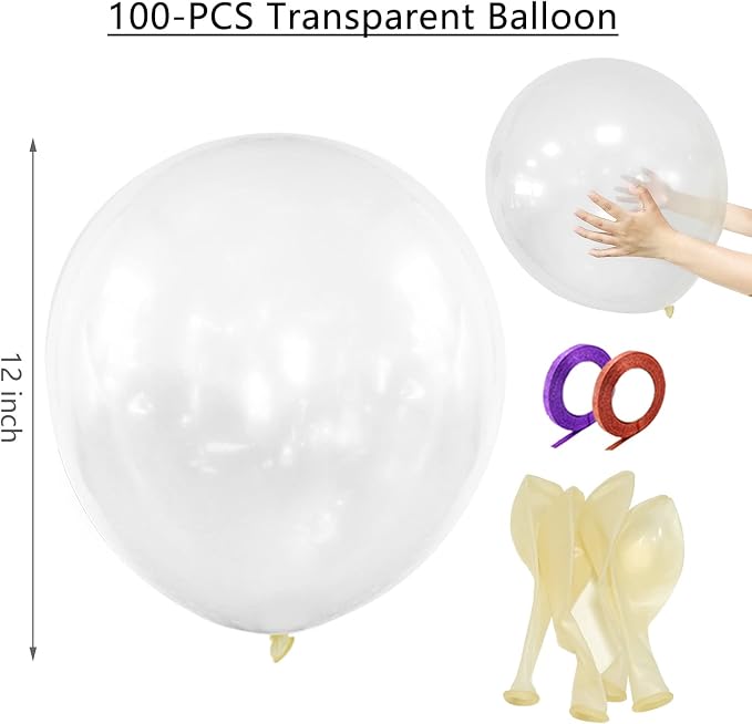 Clear Latex Balloons 100 Pack 12 Inch Transparent Party Balloons - Image 2