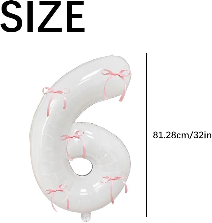 32 Inch White Number Foil Balloon - Image 4