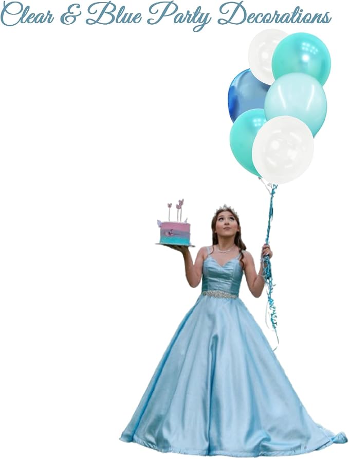 Teal Turquoise Blue Clear Balloons Different Size, Under the Sea Party - Image 6