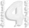 SUWEN 40 Inch White Large 4 Balloon Number Big Foil Helium Numbers 0-9 | Giant by SUWEN
