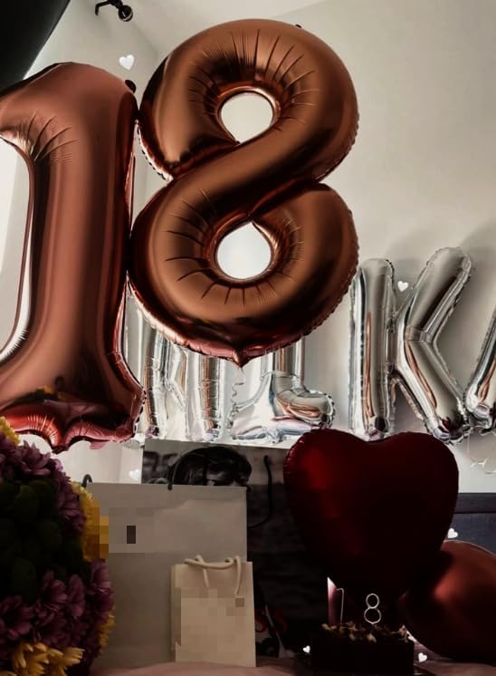 Dark Brown Number 3 Balloon 40 inch, 3rd Birthday Party Balloons Decorations | - Image 5