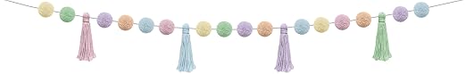 Teacher Created Resources Pastel Pop Pom-Poms and Tassels Garland - Image 2