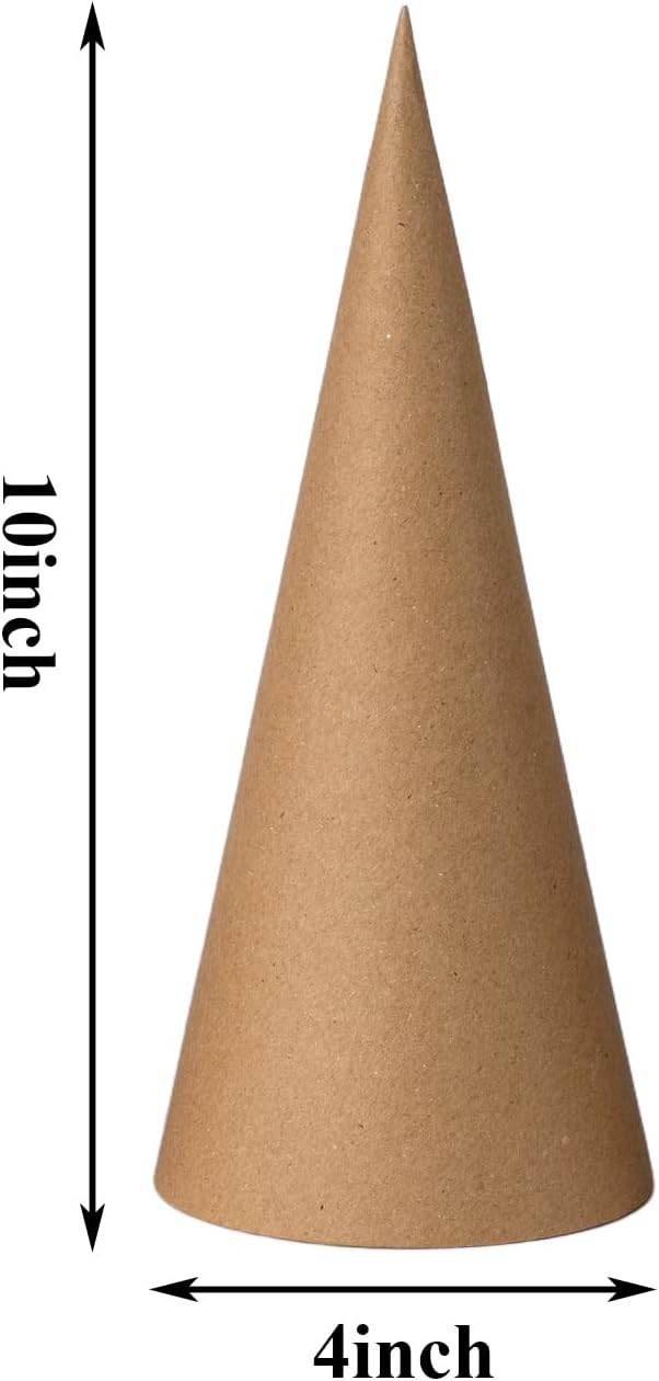 Crafjie 22PCS Paper Mache Cones Open Bottom 10 x 4 in, Paper Cone - Image 2