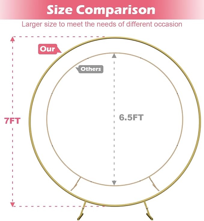 Queension Large Wedding Arch for Ceremony 7 Ft, Circle Arch for Party, Outdoor - Image 2