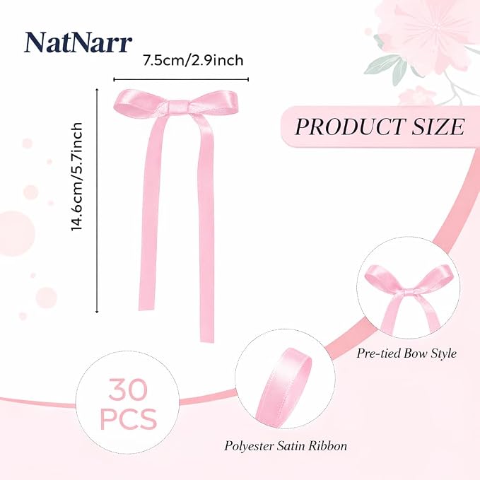 30 Pack Bow Cake Toppers Pink Ribbon Bows - Image 5