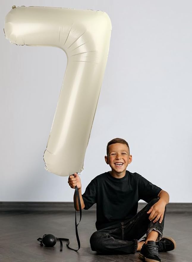 7 Balloon Numbers Birthday Decorations, 40In Cream Balloons - Image 2