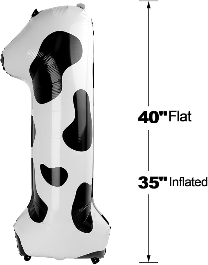 IWERP Cow Print 40 Inch 1st Number Balloon, Unisex Birthday Decorations - Image 6