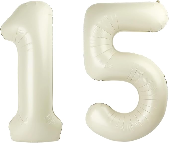 15 Balloon Number 40 Inch Cream Balloons by Mluchee